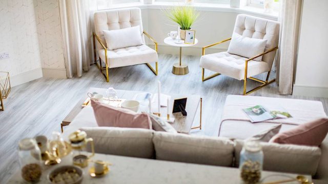 living room in great glen hall showhome of the year