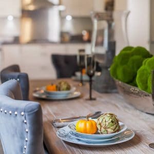 stylish dining table in newbuild home