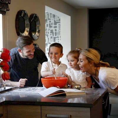 family-in-kitchen family cooking in kitchen