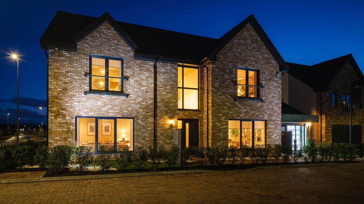 Almondell Murray Show Home exterior dusk